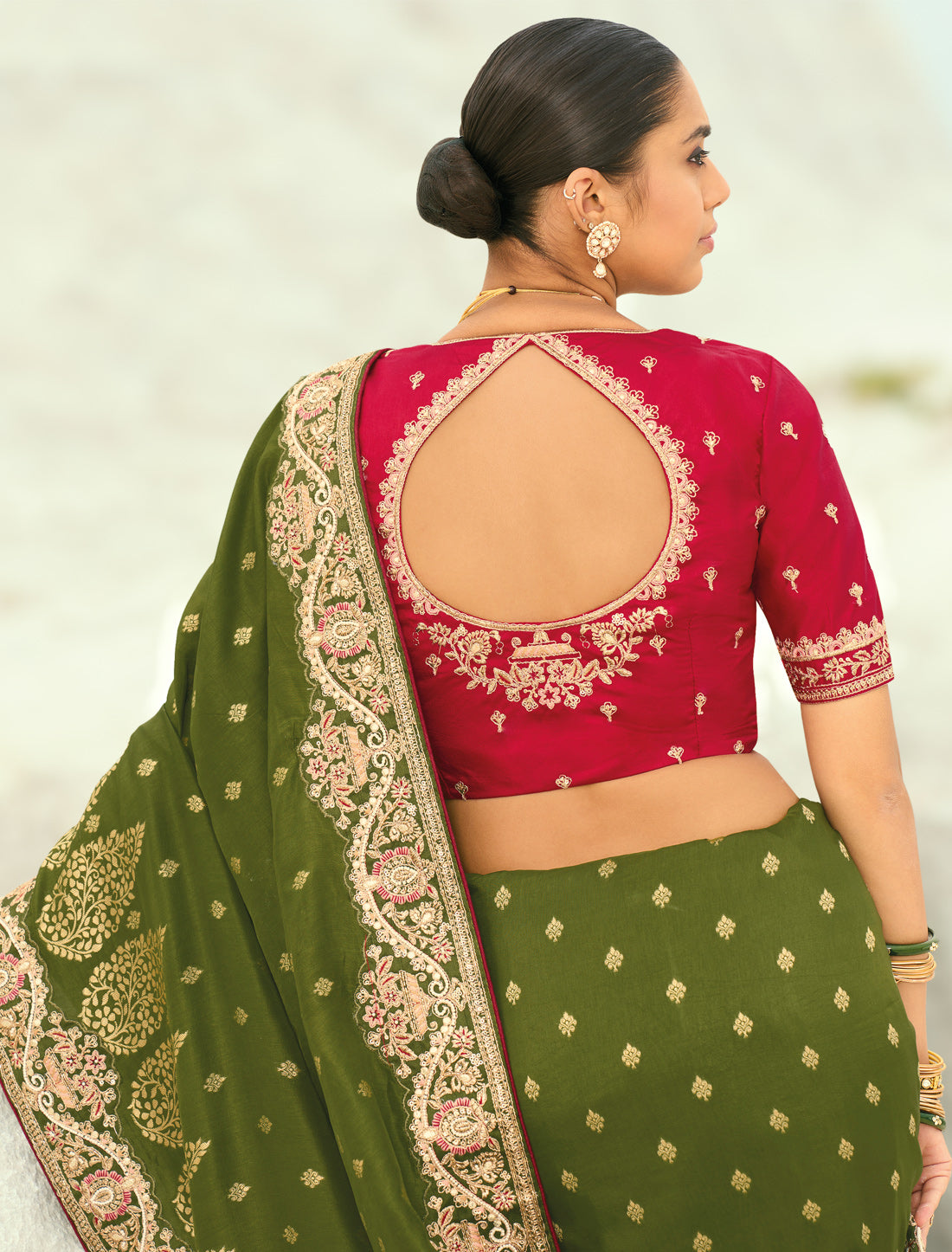 Mehandi Pure Dola Viscose Heavy Party Wear Designer Saree
