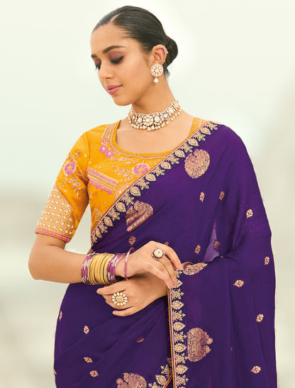 Jamli Pure Orgenza Viscose Designer Party Wear Saree