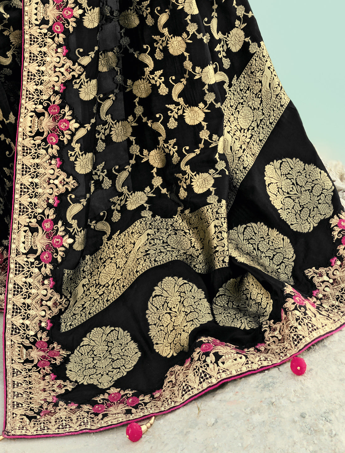 Black Pure Dola Viscose Heavy Party Wear Designer Saree