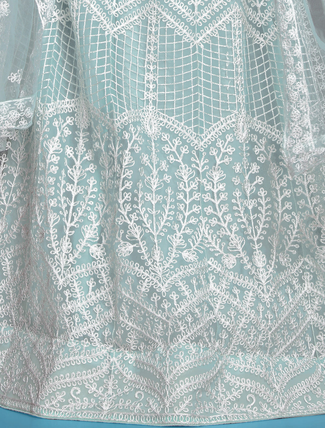 Sky Blue Ethnic Wedding Embroidered Lehenga Choli Set