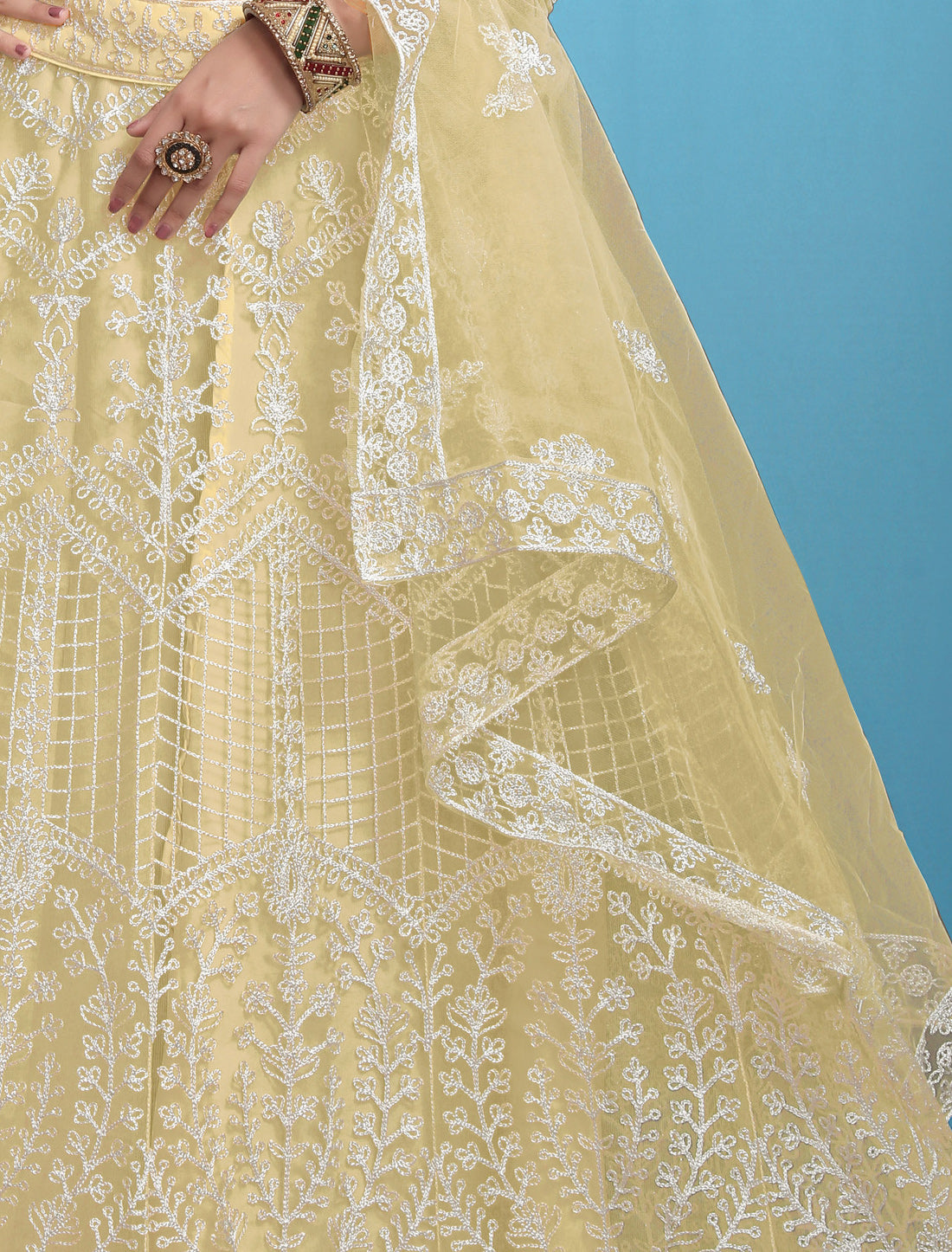Yellow Ethnic Embroidered Wedding Lehenga Choli Set