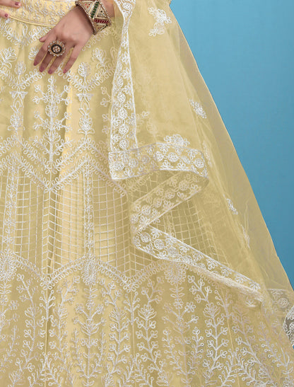Yellow Ethnic Embroidered Wedding Lehenga Choli Set