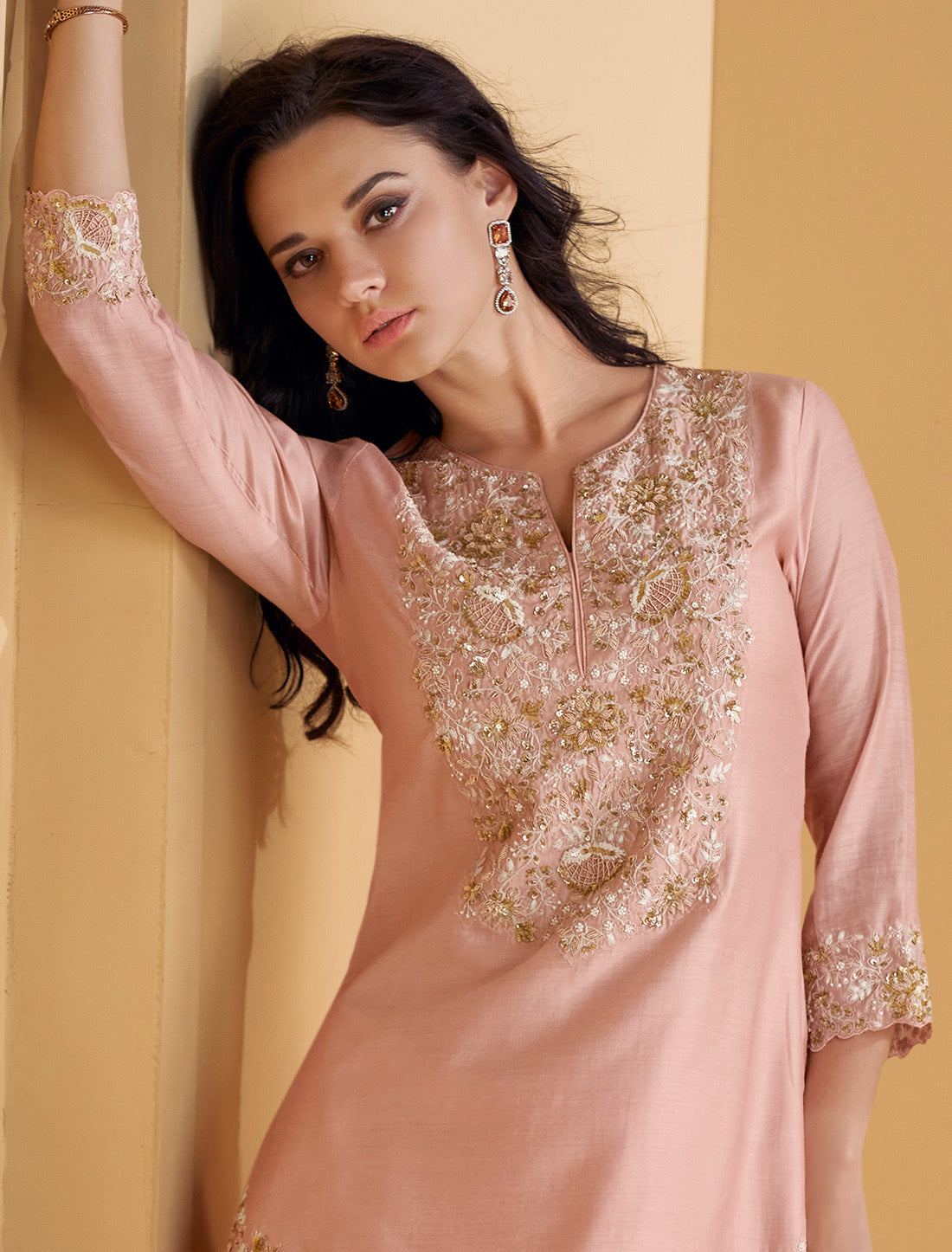 Elevate With Pure Real Silk Embroidered Work Ethnic Kurta Sets