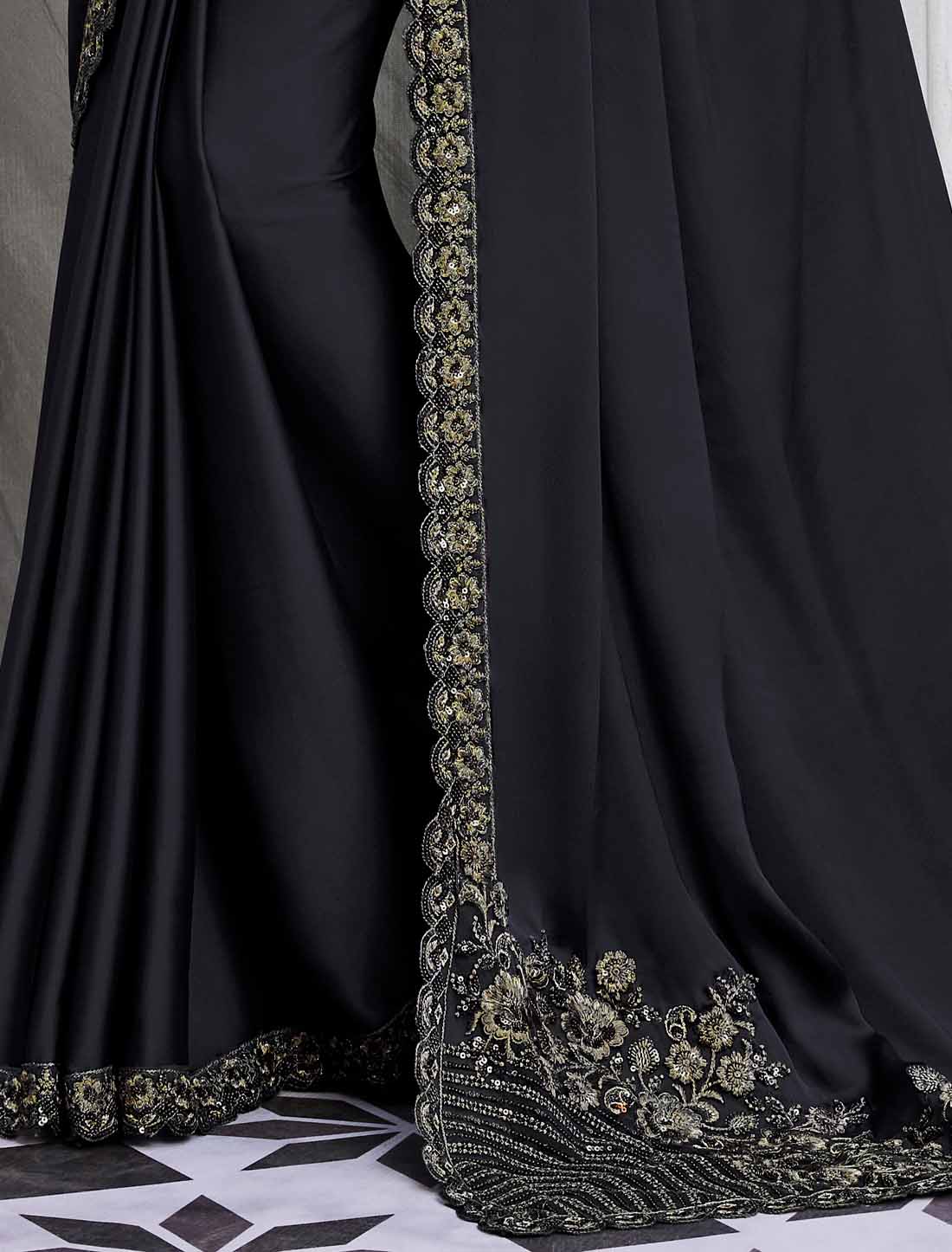 Elevate Black Walnut Silk Ethnic Designer Saree Collection