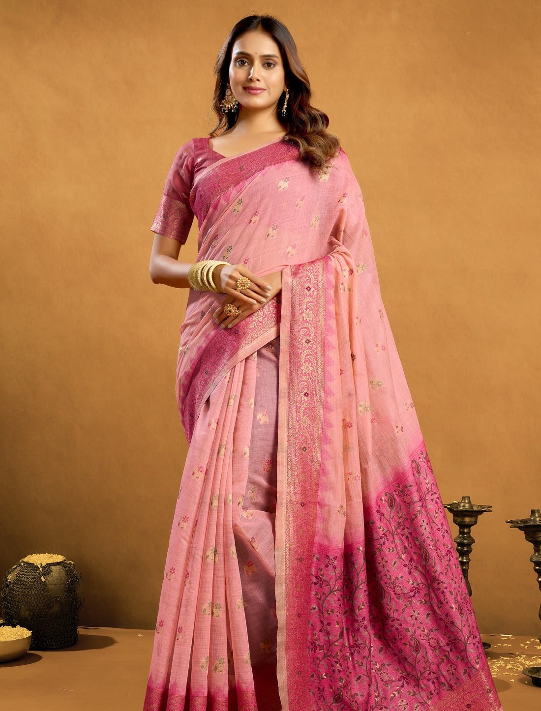 Roseberry Spun Cotton Party Wear Designer Saree For Women