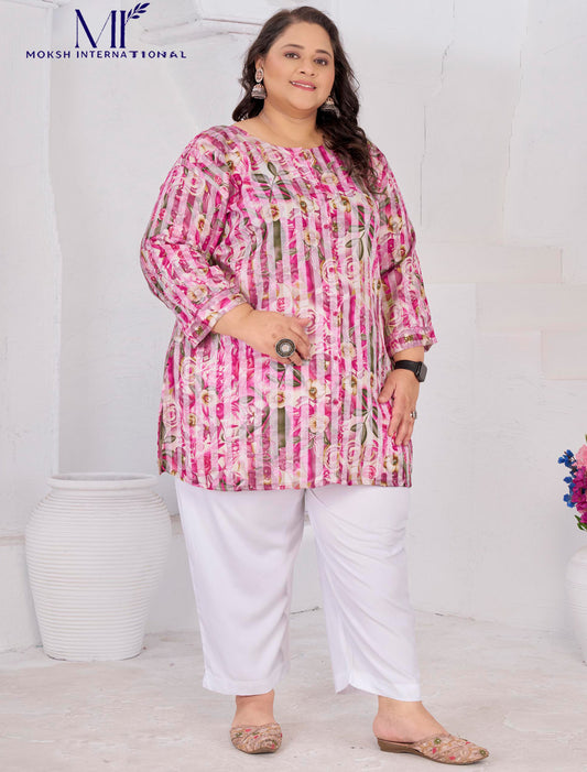 Pink Rayon Slub Ethnic Featuring Meticulously Full-Stitched Kurti