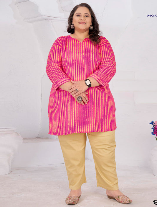 Ethnic Dark Pink Rayon Slub Featuring Meticulously Full-Stitched Kurti