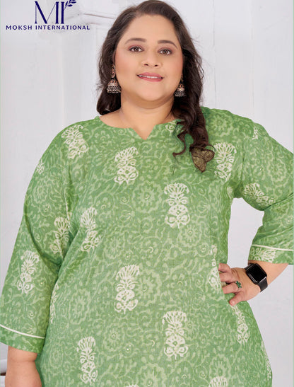 Pista Green Rayon Slub Ethnic Featuring Meticulously Full-Stitched Kurti