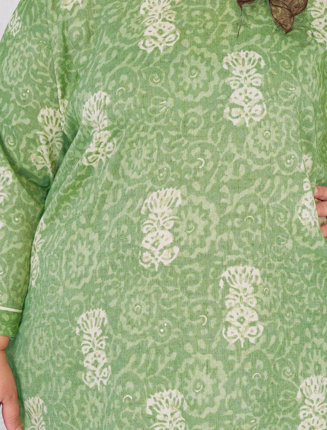 Pista Green Rayon Slub Ethnic Featuring Meticulously Full-Stitched Kurti