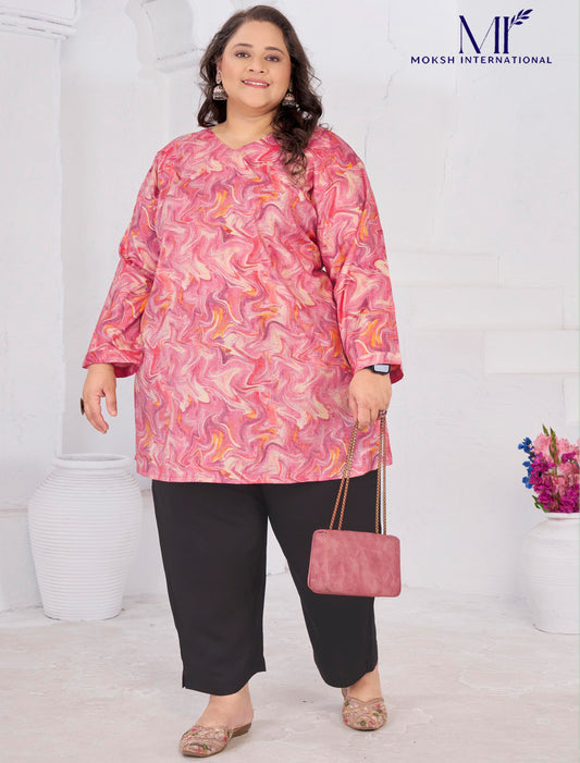 Pink Rayon Slub Featuring Meticulously Full-Stitched Ethnic Kurti