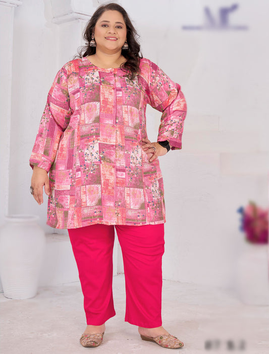 Dark Pink Rayon Slub Featuring Meticulously Full-Stitched Ethnic Kurti