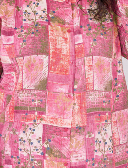 Dark Pink Rayon Slub Featuring Meticulously Full-Stitched Ethnic Kurti