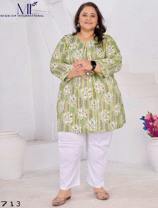Ethnic Light Green Rayon Slub Featuring Meticulously Full-Stitched Kurti