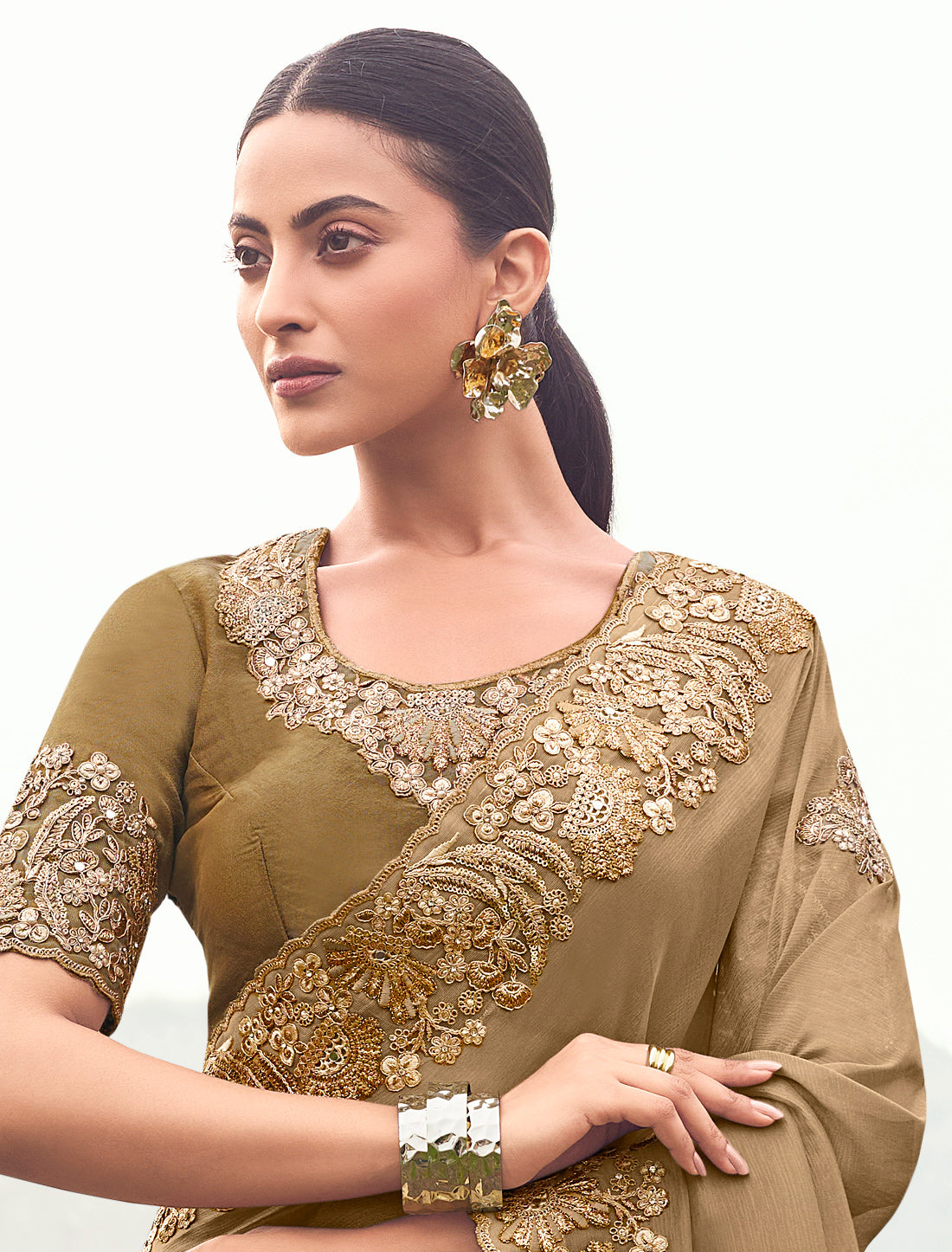 Pure Banarasi Silk Saree Zari Weaving Jacquard Sequince Heavy Embroidery