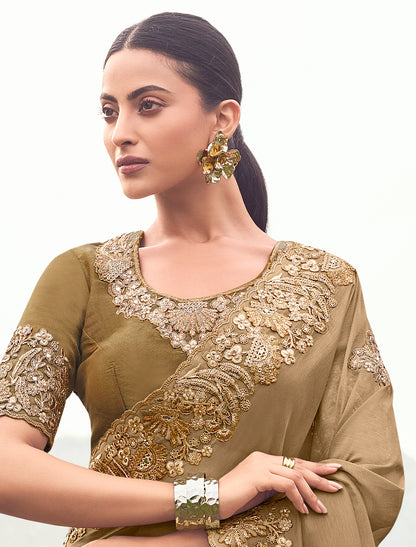 Pure Banarasi Silk Saree Zari Weaving Jacquard Sequince Heavy Embroidery