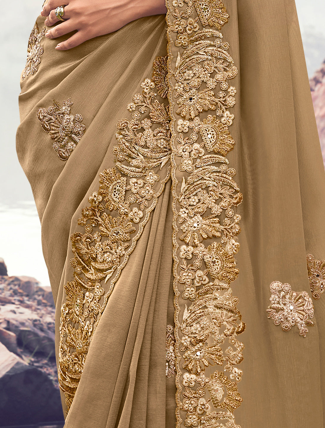 Pure Banarasi Silk Saree Zari Weaving Jacquard Sequince Heavy Embroidery