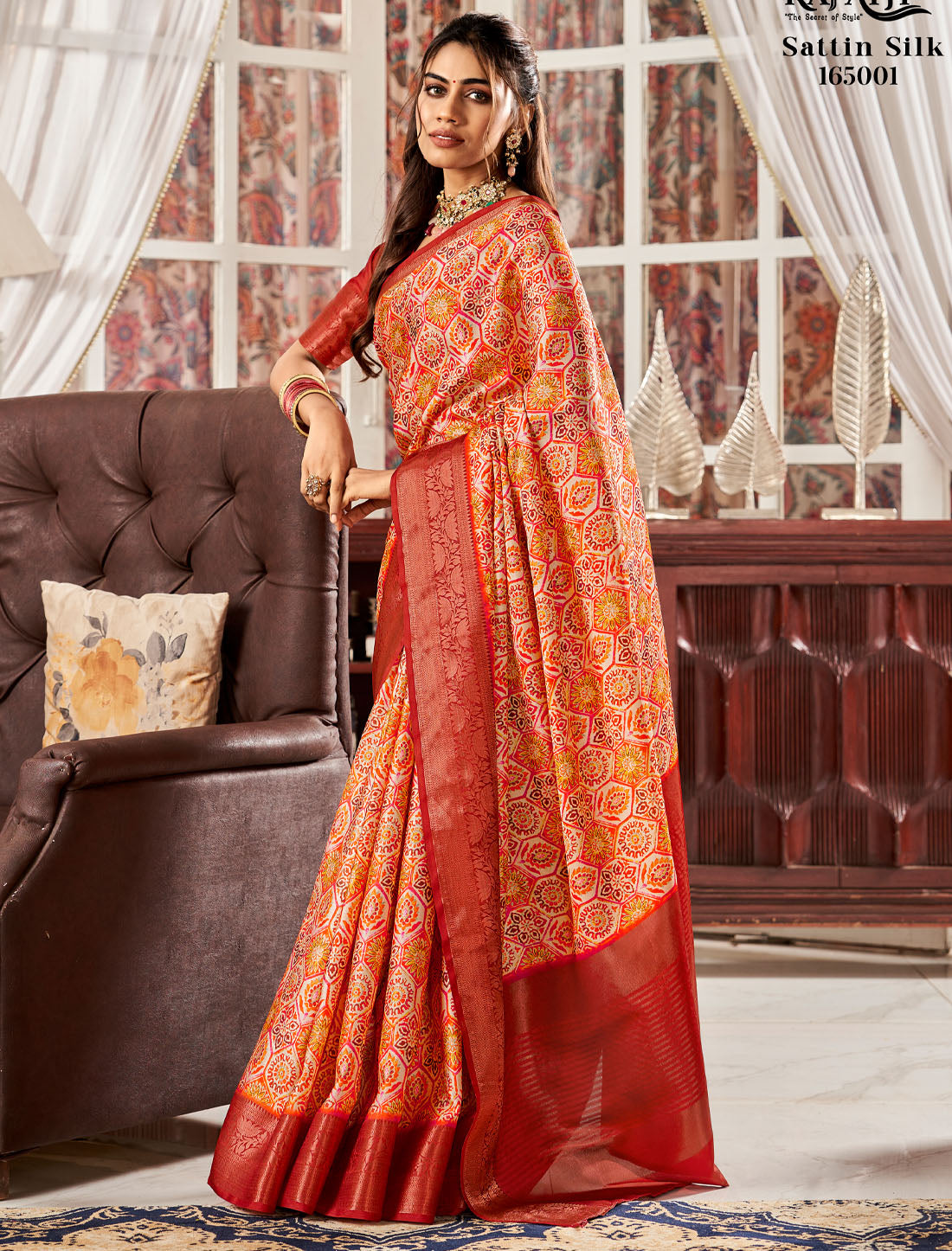 Pure Satin Digital Saree: Elegant Designer Concept