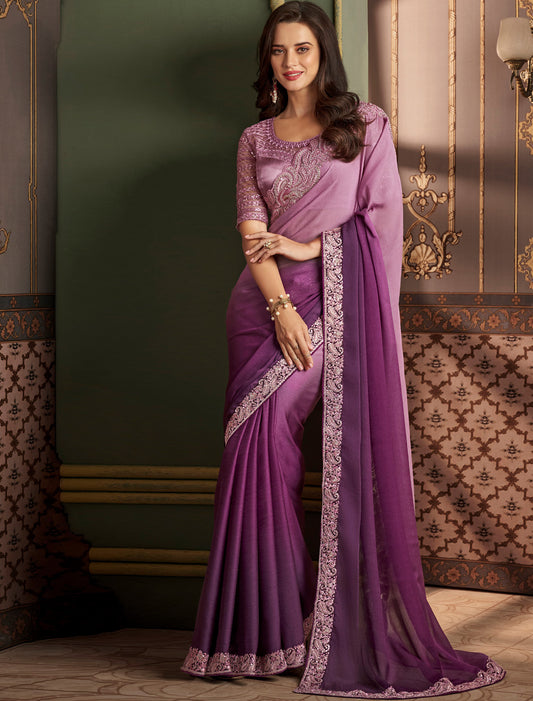 Majestic Shaded Silk With Banglori Silk Designer Saree