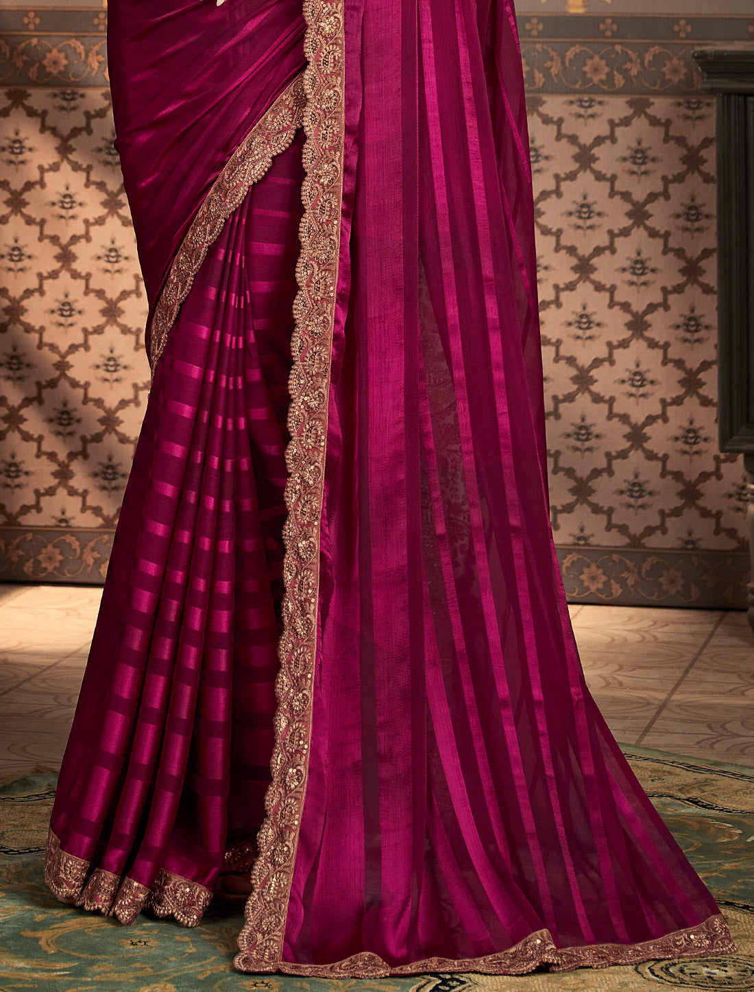 Satin Partten Silk With Bnaglori Silk Designer Saree Collection