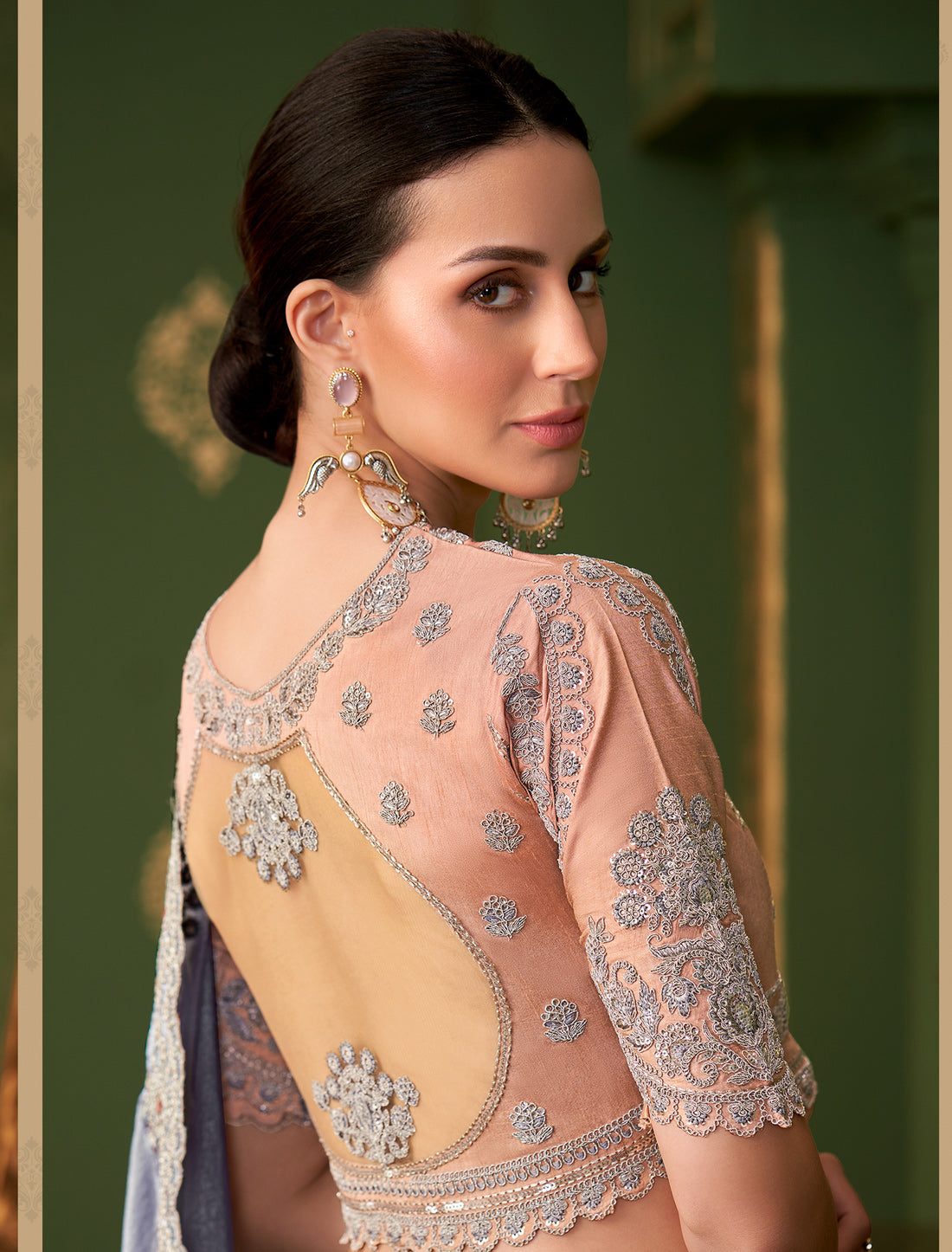 Grey Sartin Georgette Silk Party Wear Designer Saree