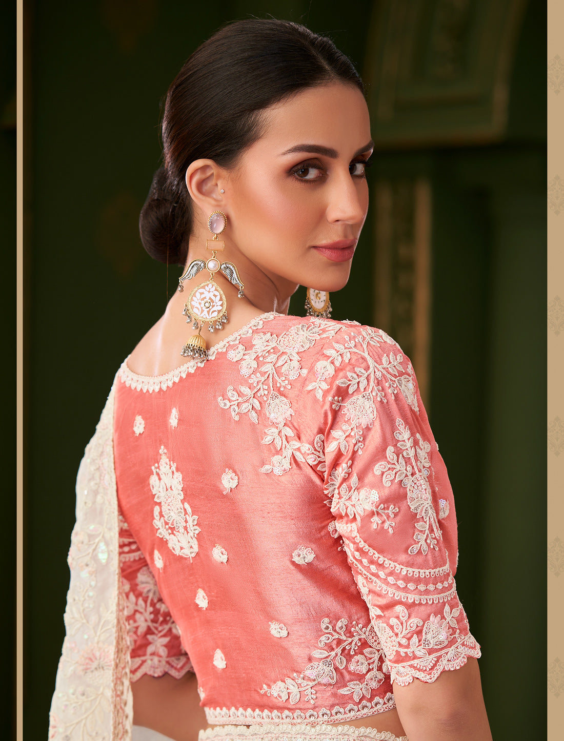 White Sartin Georgette Silk Party Wear Designer Saree