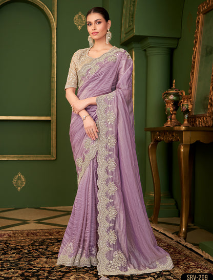 Onion Color Georgette Silk Party Wear Designer Saree