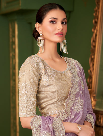Onion Color Georgette Silk Party Wear Designer Saree