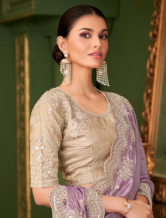 Onion Color Georgette Silk Party Wear Designer Saree