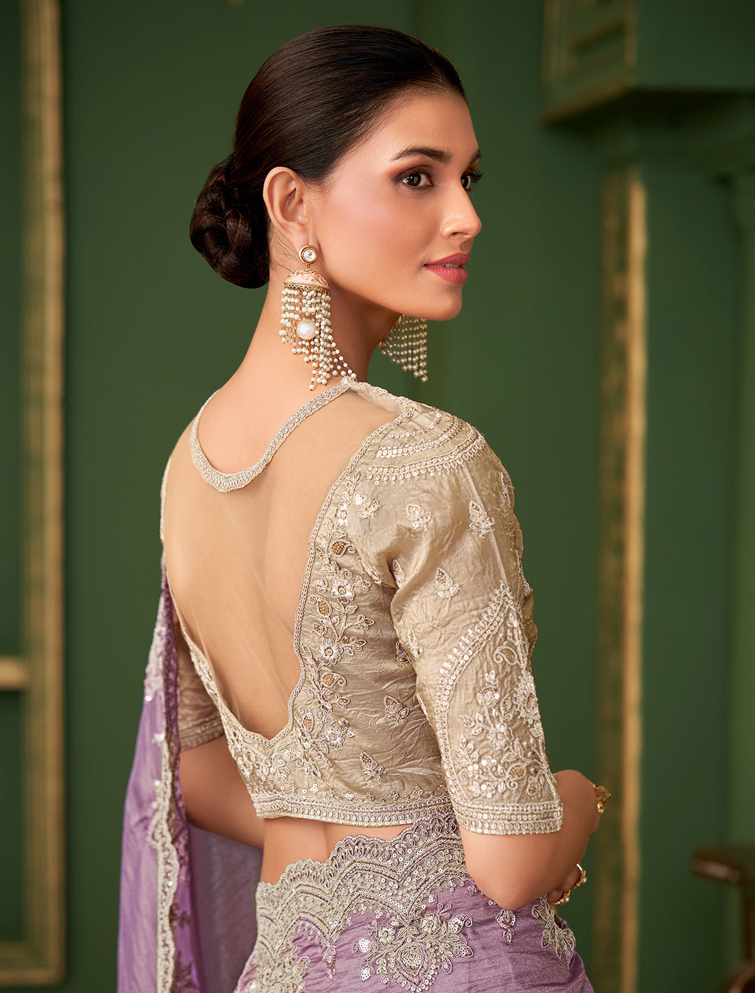 Onion Color Georgette Silk Party Wear Designer Saree