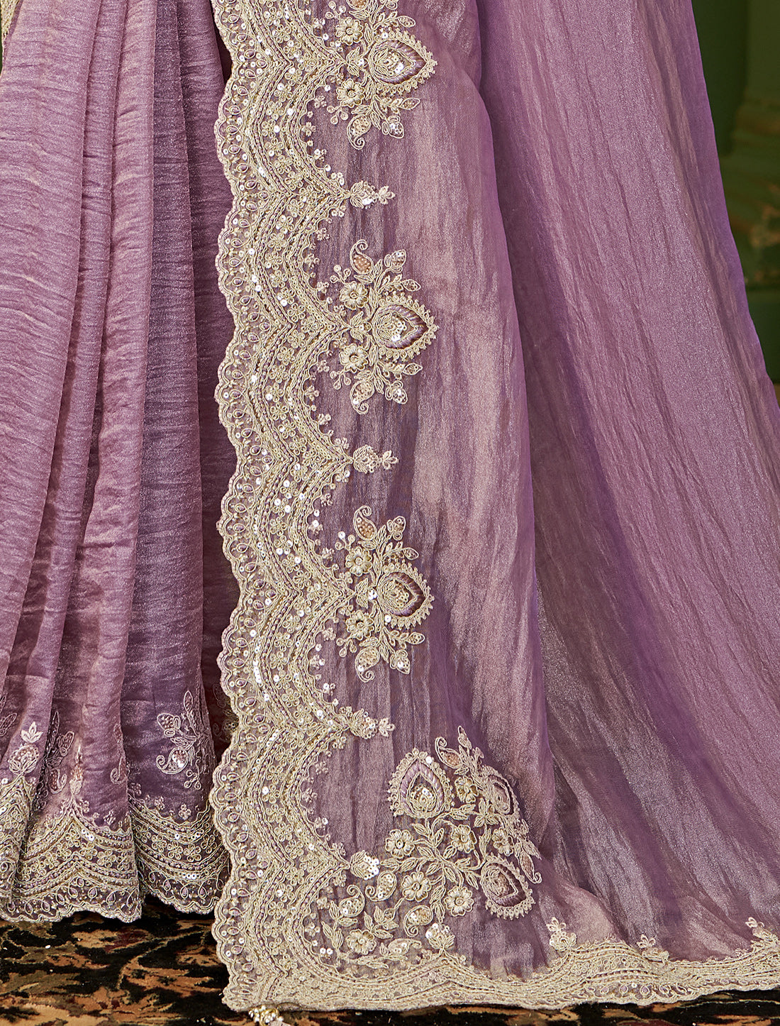 Onion Color Georgette Silk Party Wear Designer Saree