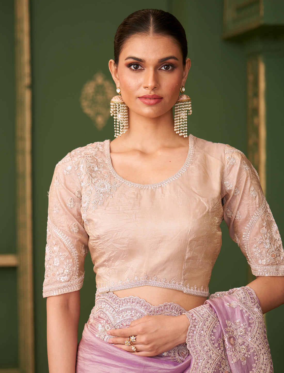 Onion Color Georgette Silk Party Wear Designer Saree