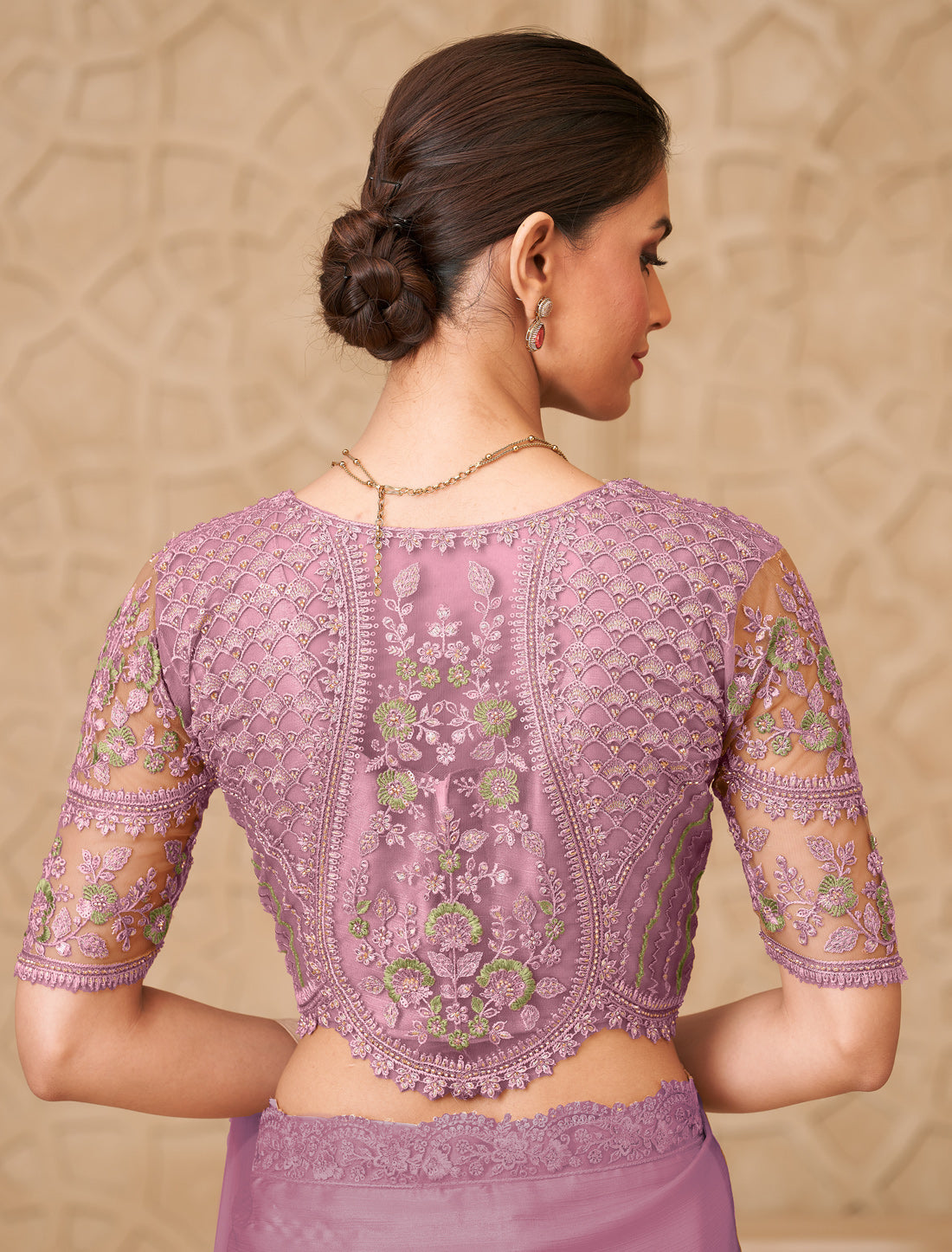 Purple Gold Shimmer Satin Georgette Party Wear Designer Saree