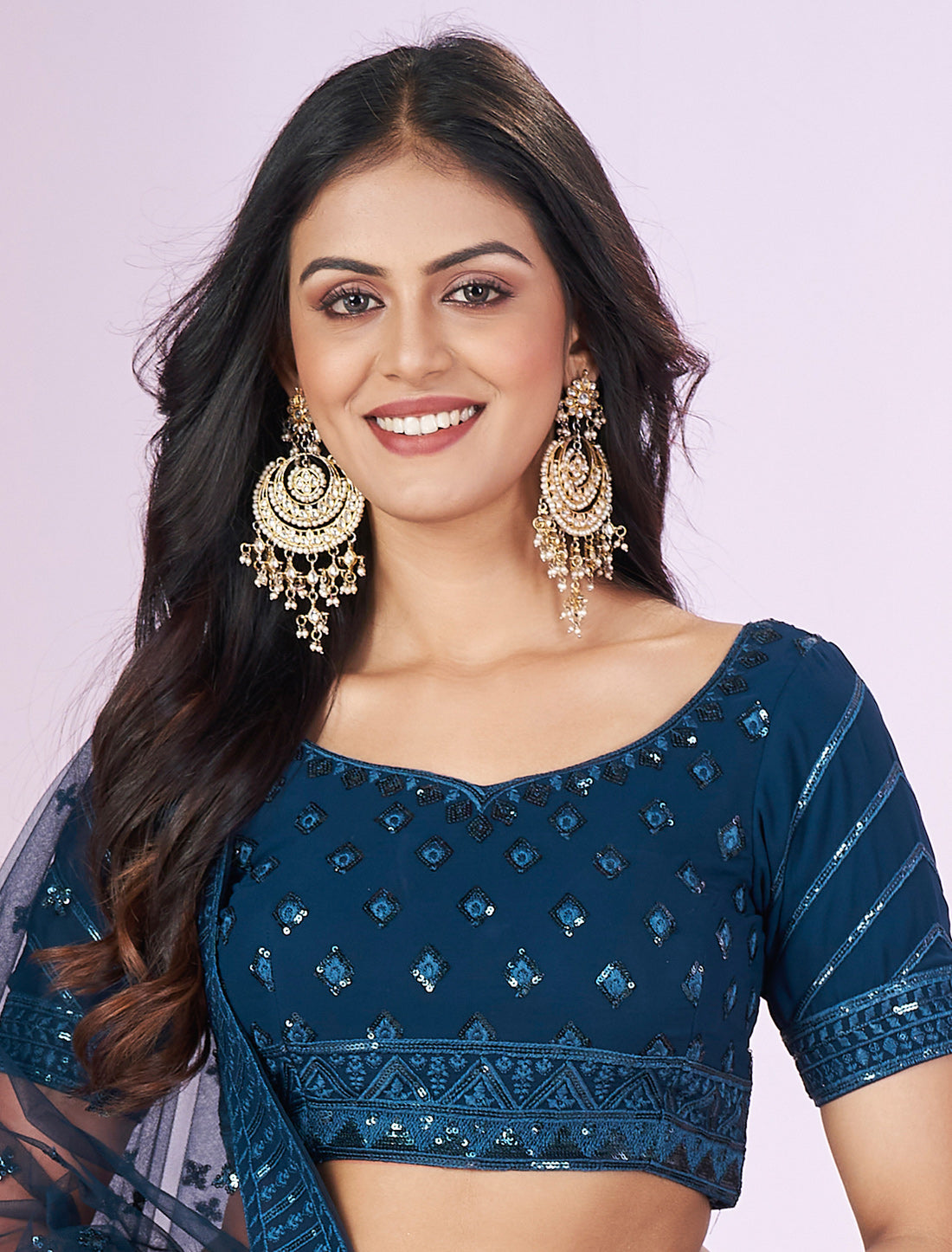 Blue Desginer Wedding Lehenga Choli Set with Zari Embroidery