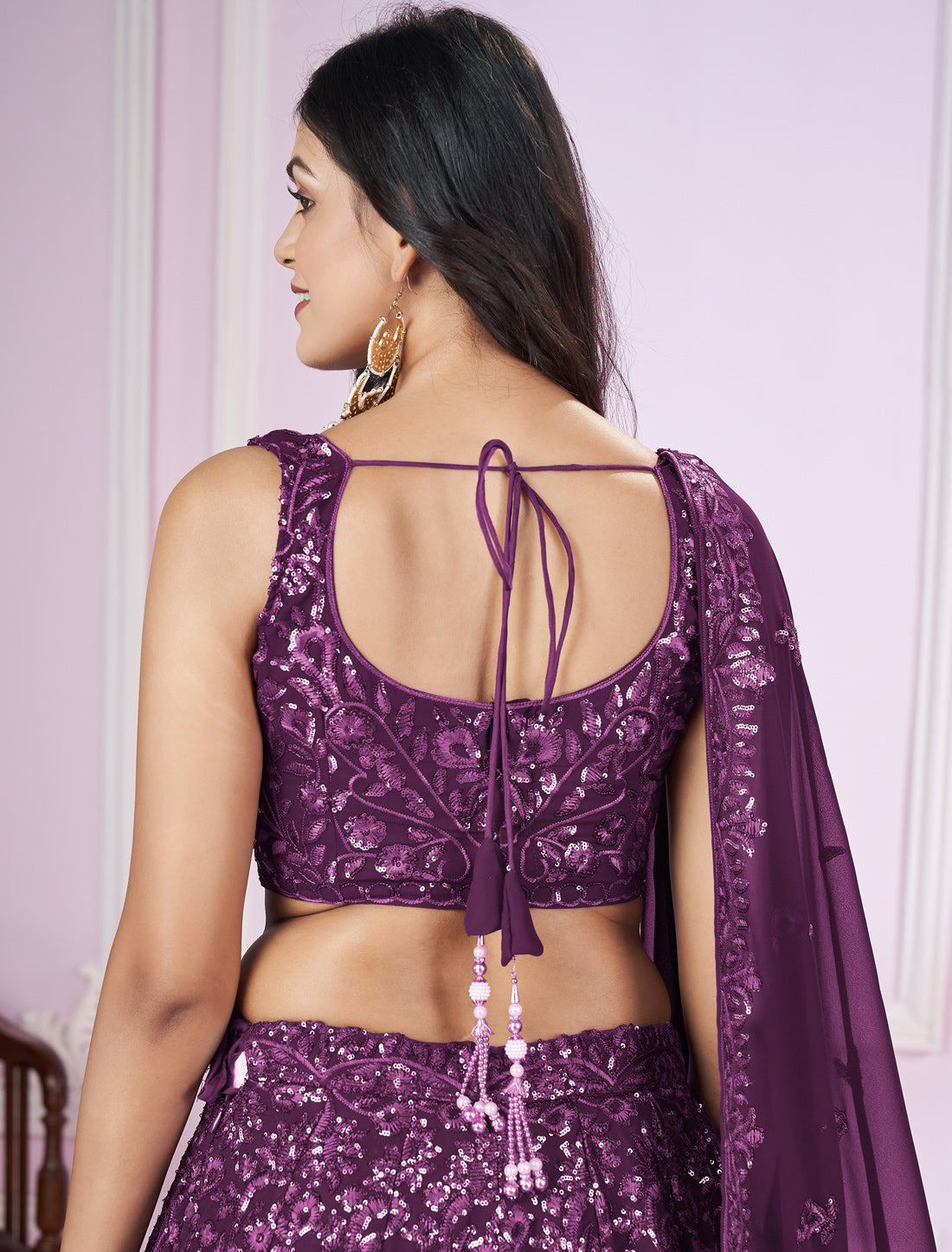 Purple Designer Ethnic Lehenga Choli with Zari Embroidery