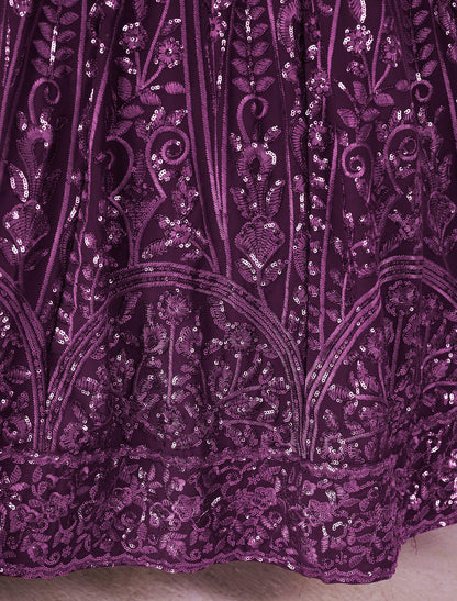Purple Designer Ethnic Lehenga Choli with Zari Embroidery