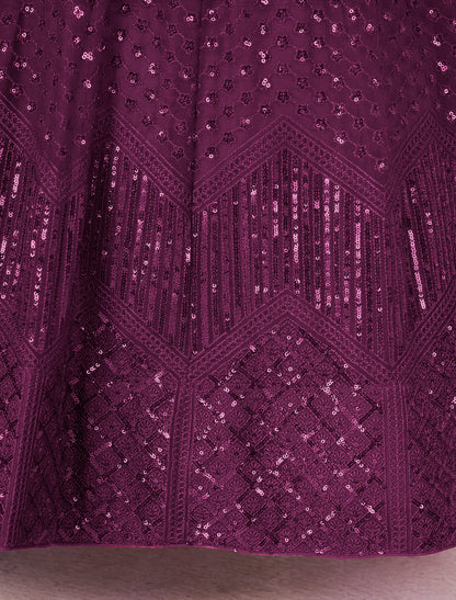 Purple Ethnic Designer Lehenga Choli with Zari Embroidery For Women