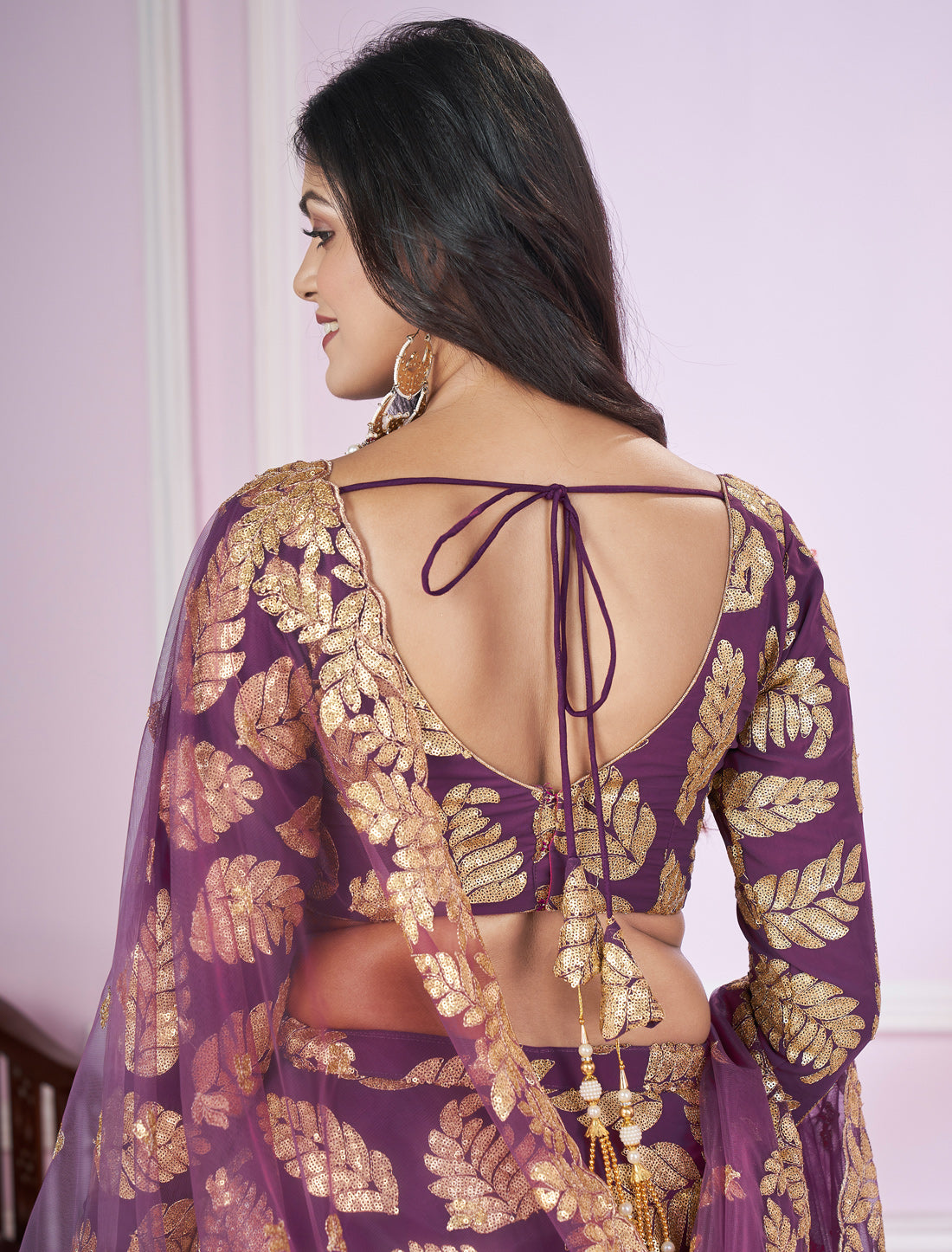 Purple Ethnic Designer Wedding Lehenga Choli with Zari Embroidery