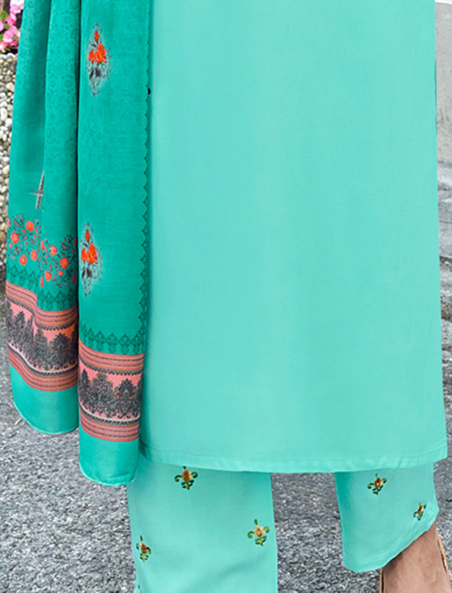 Sky Blue Heavy Rayon Kurti with Bottom and Dupatta Kurti Set For Women