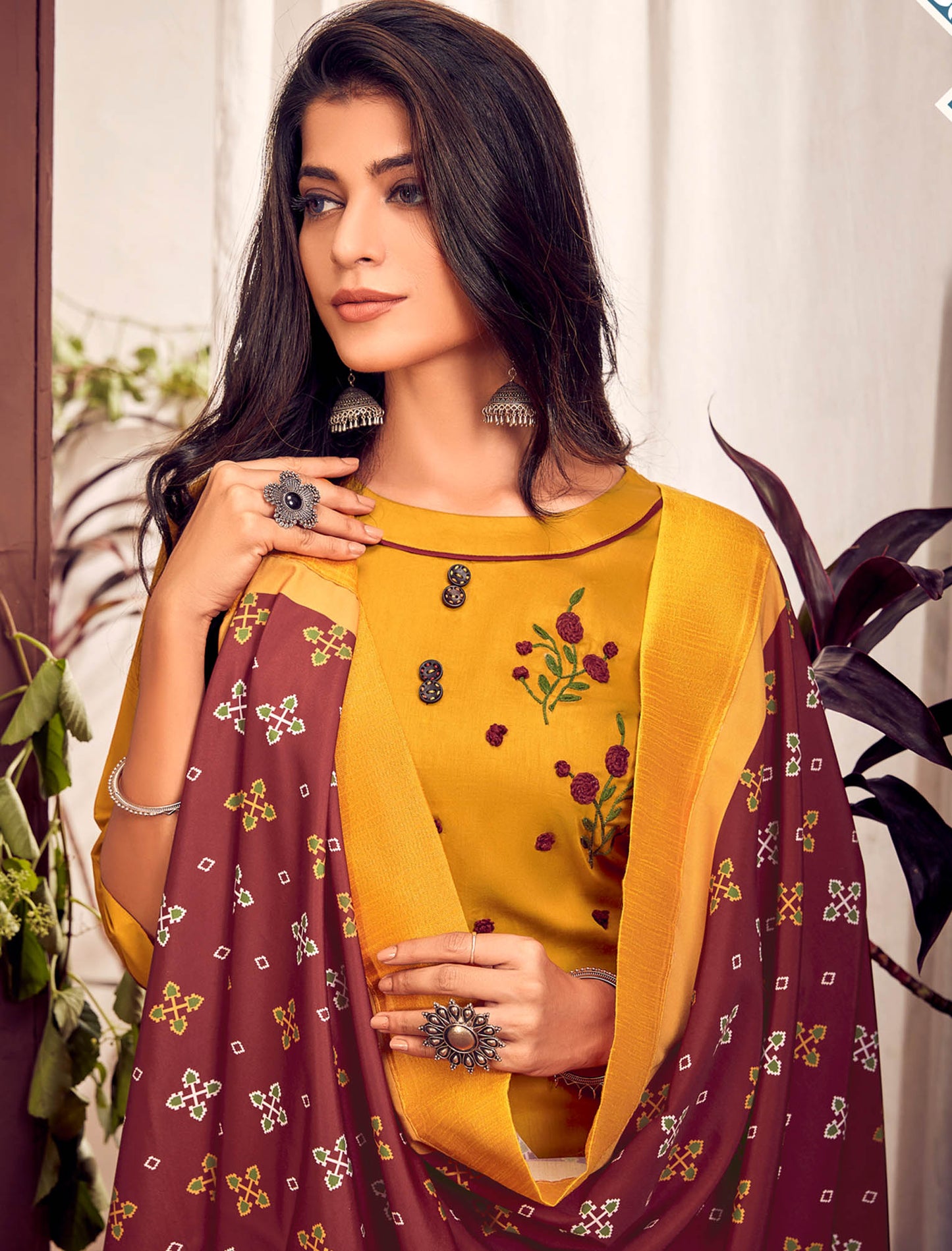 Mustard Yellow Heavy Jam Cotton Top with Bottom and Dupatta Kurti Set For Women