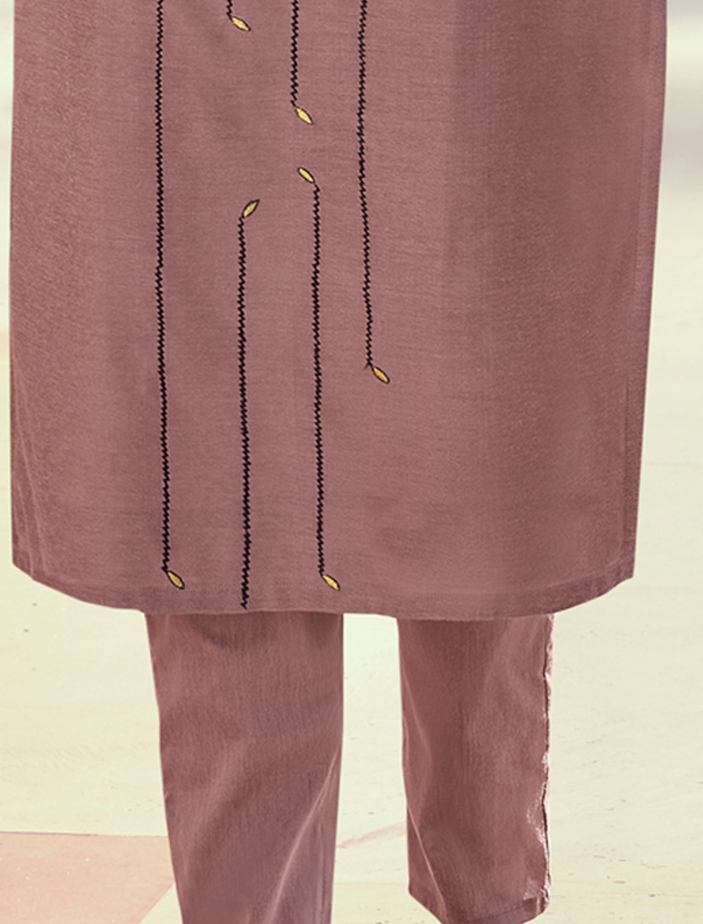 Peach Roman Silk Kurti with Pant and Inner Stitched Kurti Set For Women