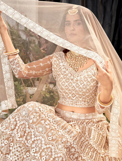 Get New Net Fabric Enhnic Wear Free Size Lehenga Choli With Dupatta