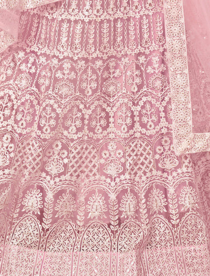 Wear Beautifull Net Fabric Free Size Ethnic Lehenga Choli With Dupatta