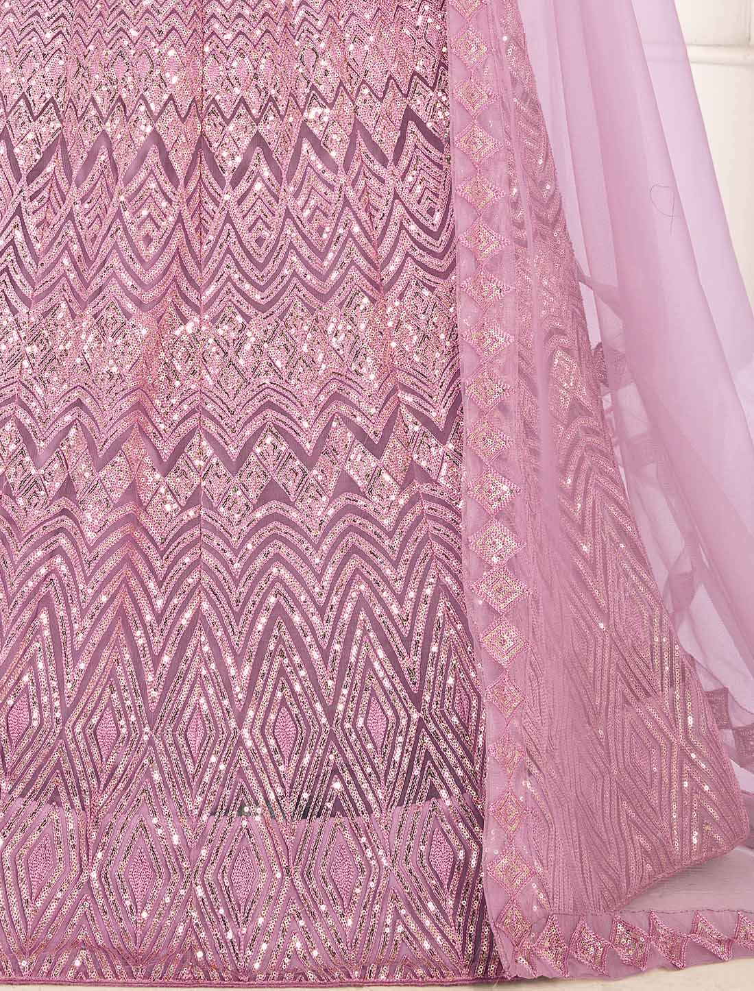 Ethnic Light Purple Net With Embroidered Traditional Lehenga Choli