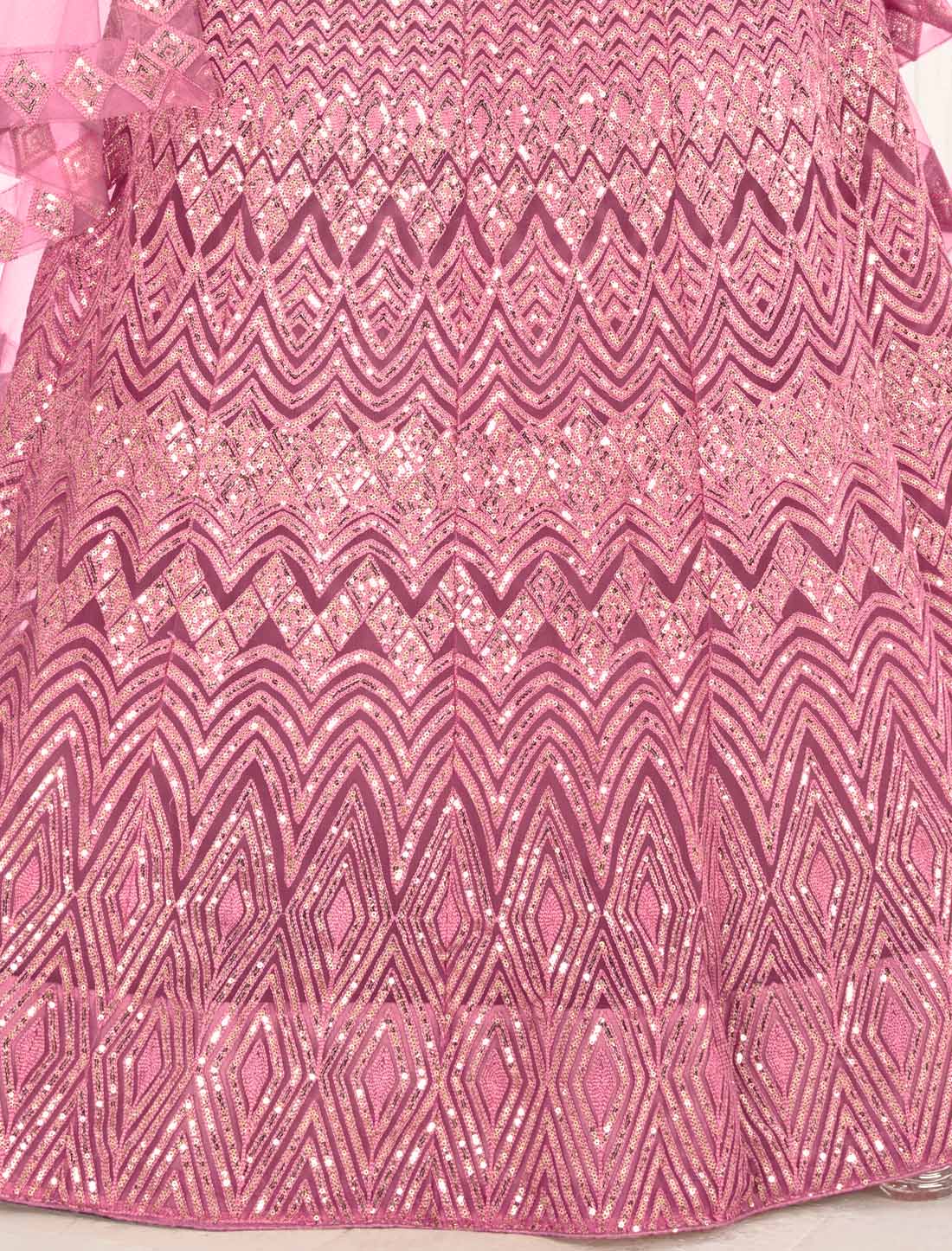 Pink Ethnic Net With Embroidered Traditional Lehenga Choli