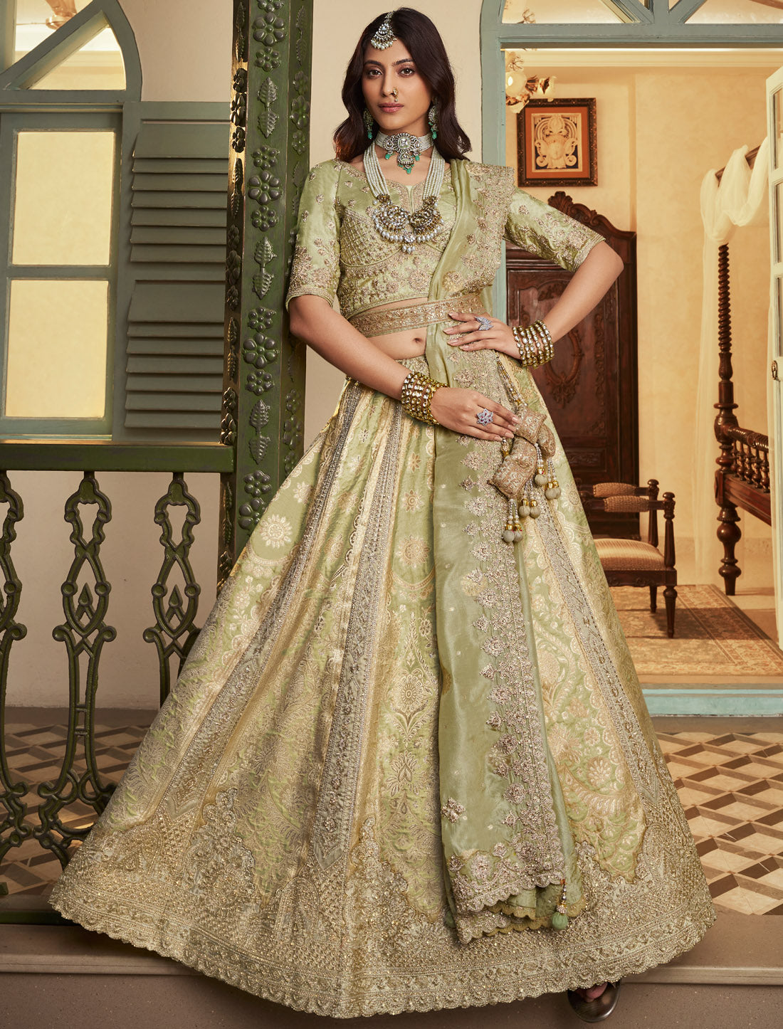 Banasari Silk With Ethnic Hevay Embroidery Sequince Work Lehenga Choli