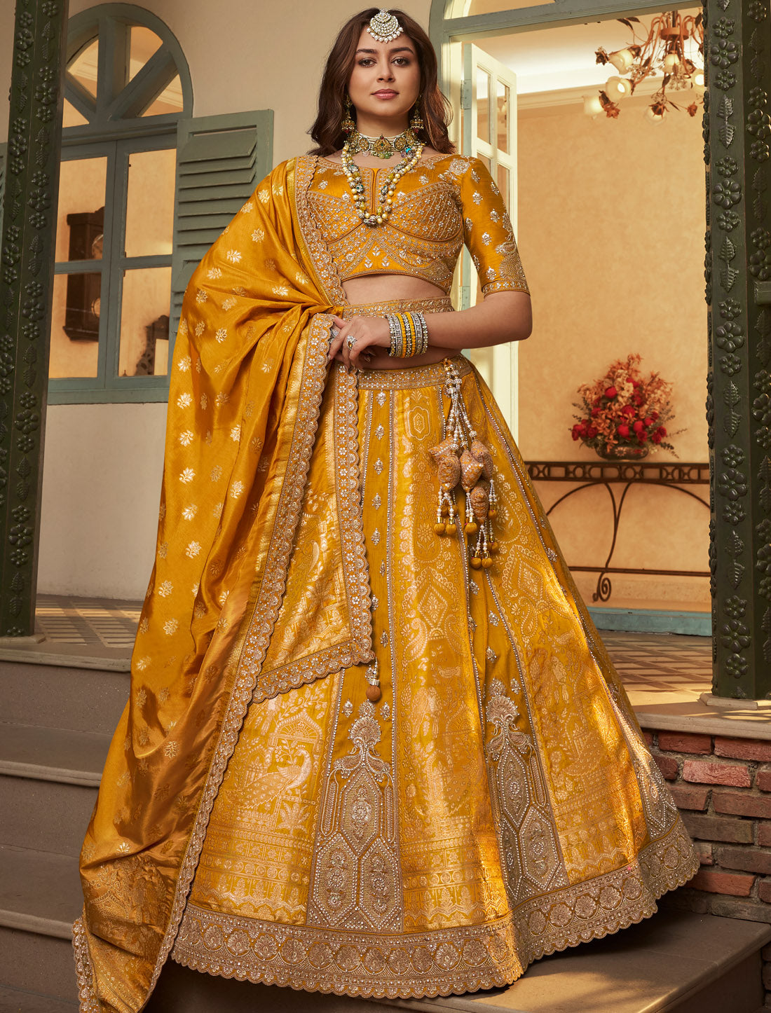 Ethnic Banasari Silk With Hevay Embroidery Sequince Work Lehenga Choli