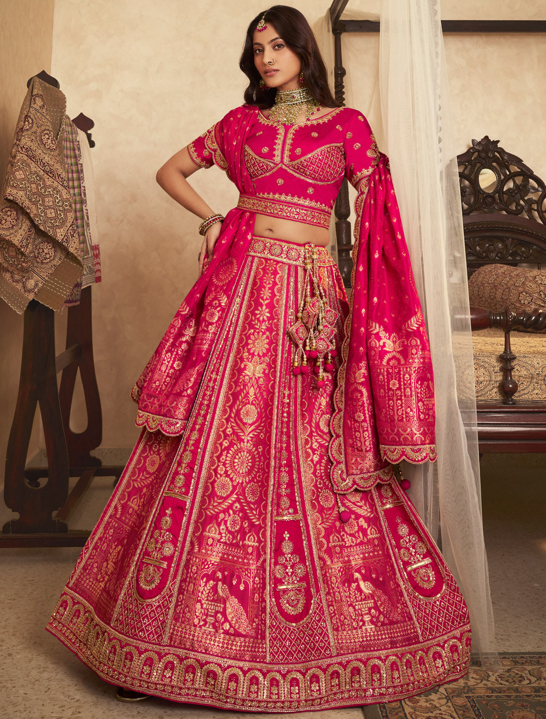 Red Banasari Silk With Hevay Embroidery Sequince Work Lehenga Choli
