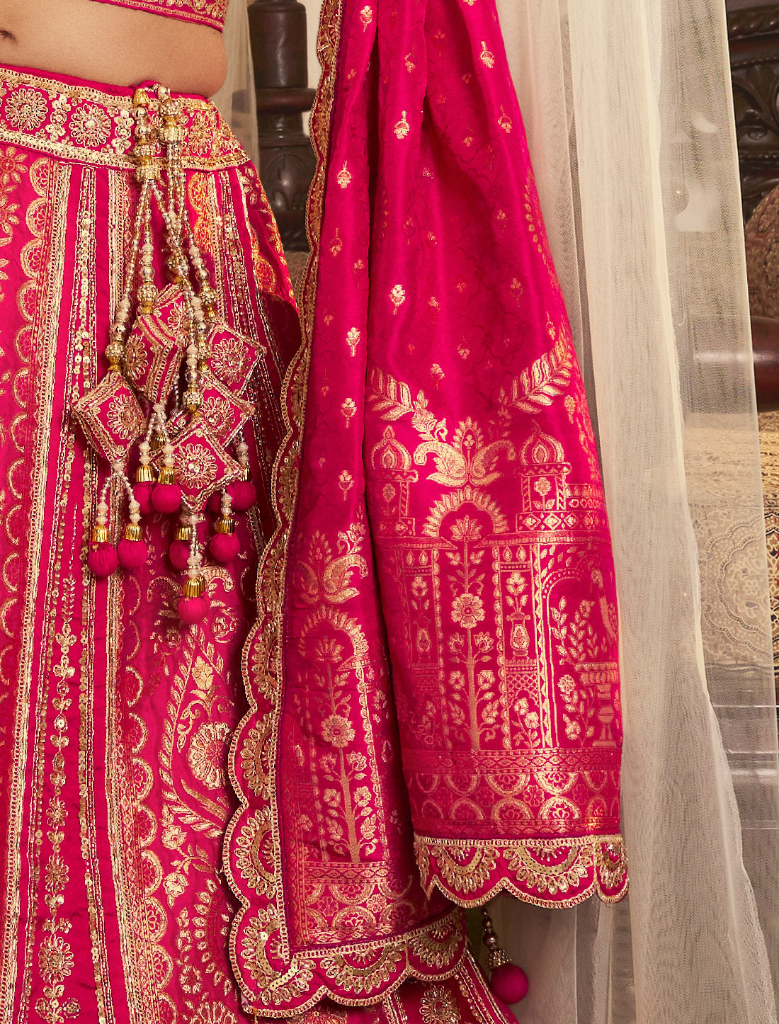 Red Banasari Silk With Hevay Embroidery Sequince Work Lehenga Choli