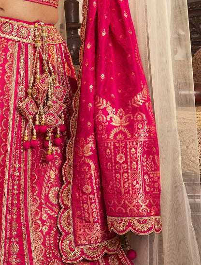 Red Banasari Silk With Hevay Embroidery Sequince Work Lehenga Choli