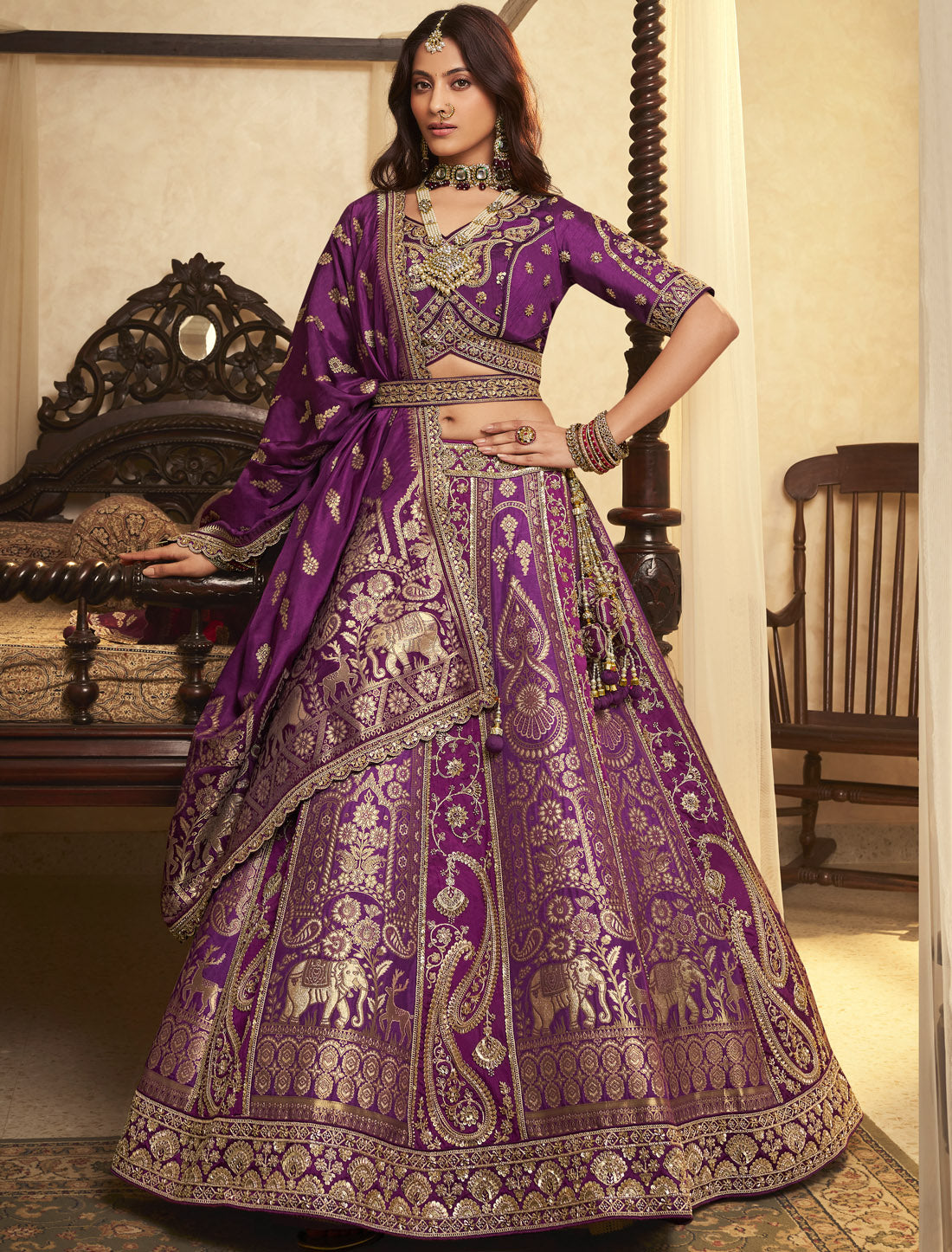Banasari Silk With Hevay Embroidery Sequince Work Ethnic Lehenga Choli